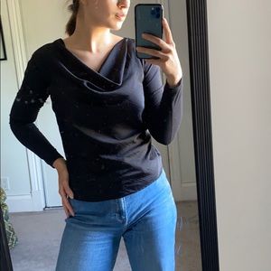 Black Cowl Neck Top
